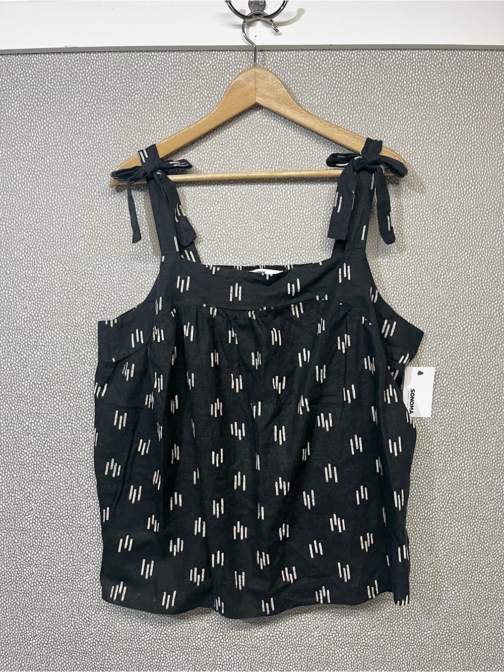 🆕 XXL Sonoma Black Tie-Shoulder Patterned Tank Top NWT